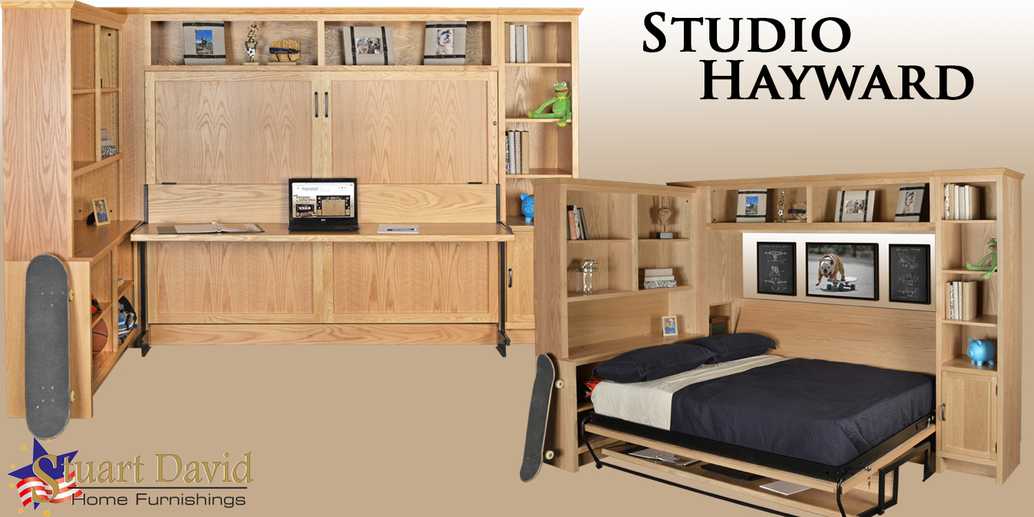 Studio Hayward Corner Wall Bed Murphy Bed with Storage for Teenagers Kids Room
