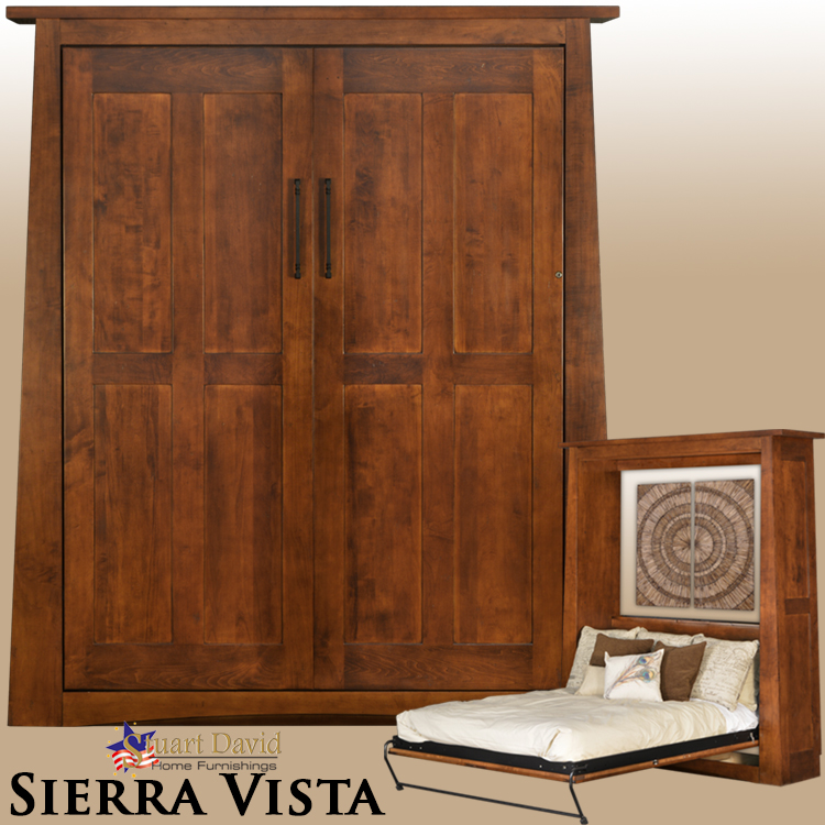 Sierra Vista Deluxe Wall Bed Murphy Bed Solid Cherry Hardwood with Dark Finish
