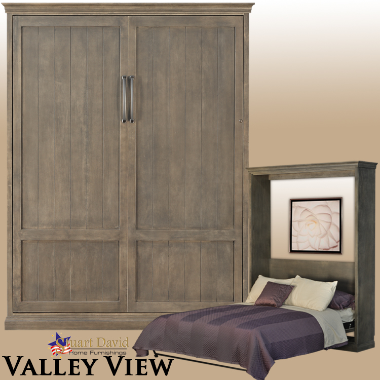 Valley View Wall Bed Murphy Bed Grey Stain Finish Solid Maple American Hardwood