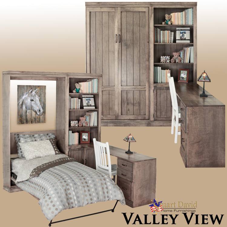 Valley View Twin Size Kids Room Child Room Teen Room Wall Bed Murphy Bed with Attached Desk Workspace