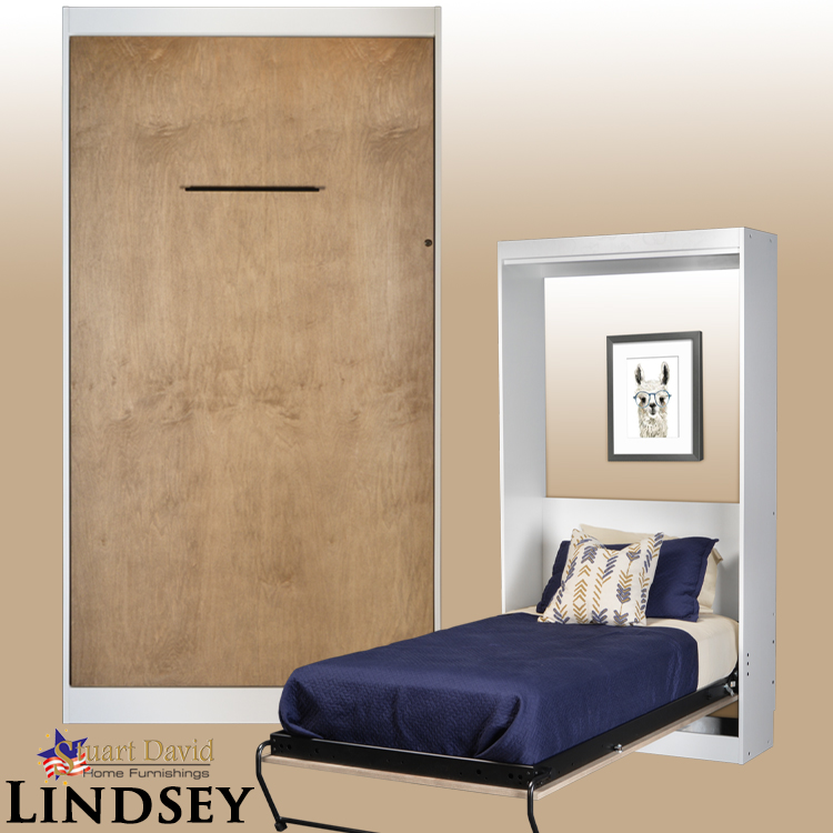 Lindsey Twin Wall Bed Murphy Bed 2-toned White Pain and Blonde Finish Kid's Room
