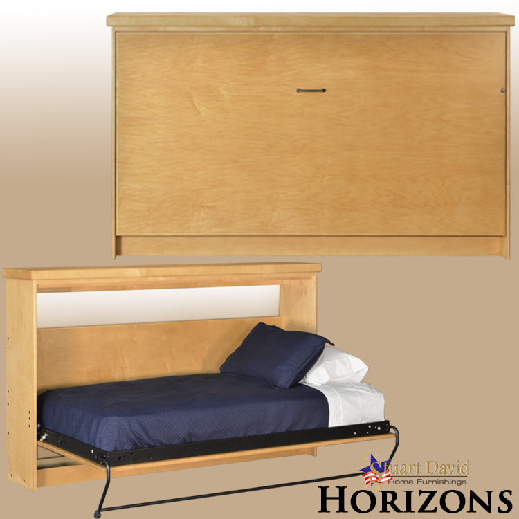 Horizons Horizontal Twin Wall Bed Murphy Bed Simple Sleek Design America Hardwoods