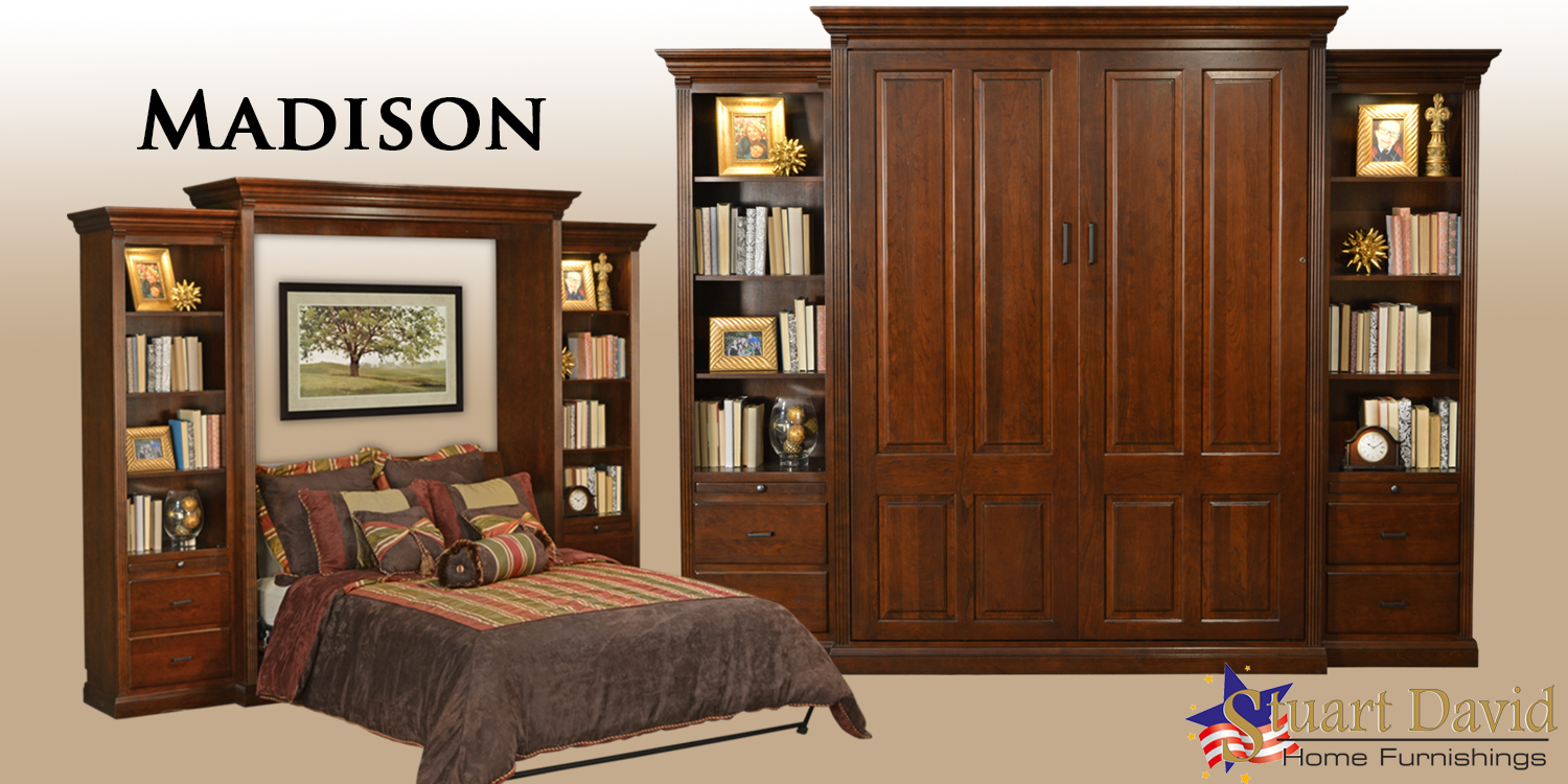 Madison Deluxe Wall Bed Murphy Bed Solid Cherry Wood Made in America