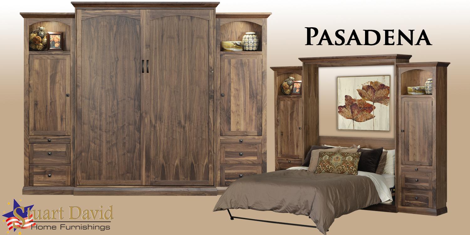 Pasadena Wall Bed Murphy Bed in American Black Walnut Hardwood Locally Made in America